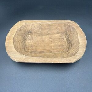 Primitive Wooden Rustic Small Hand Carved Dough Bowl Farmhouse Cabin 9.25"x5.5"